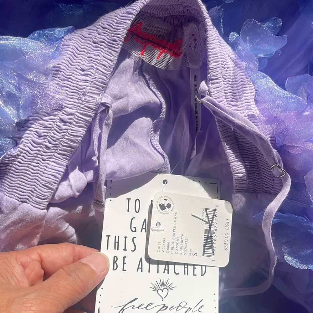 Free People Rainbows Deluxe Mini Dress Color: Blue Purple Combo - Picture 10 of 11
